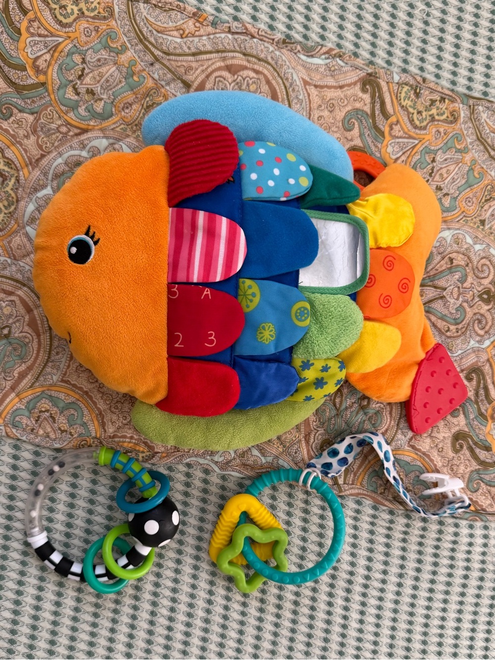 Melissa & Doug Flip Fish, Sassy Baby Rattlin Ring, Teething Baby toys bundle